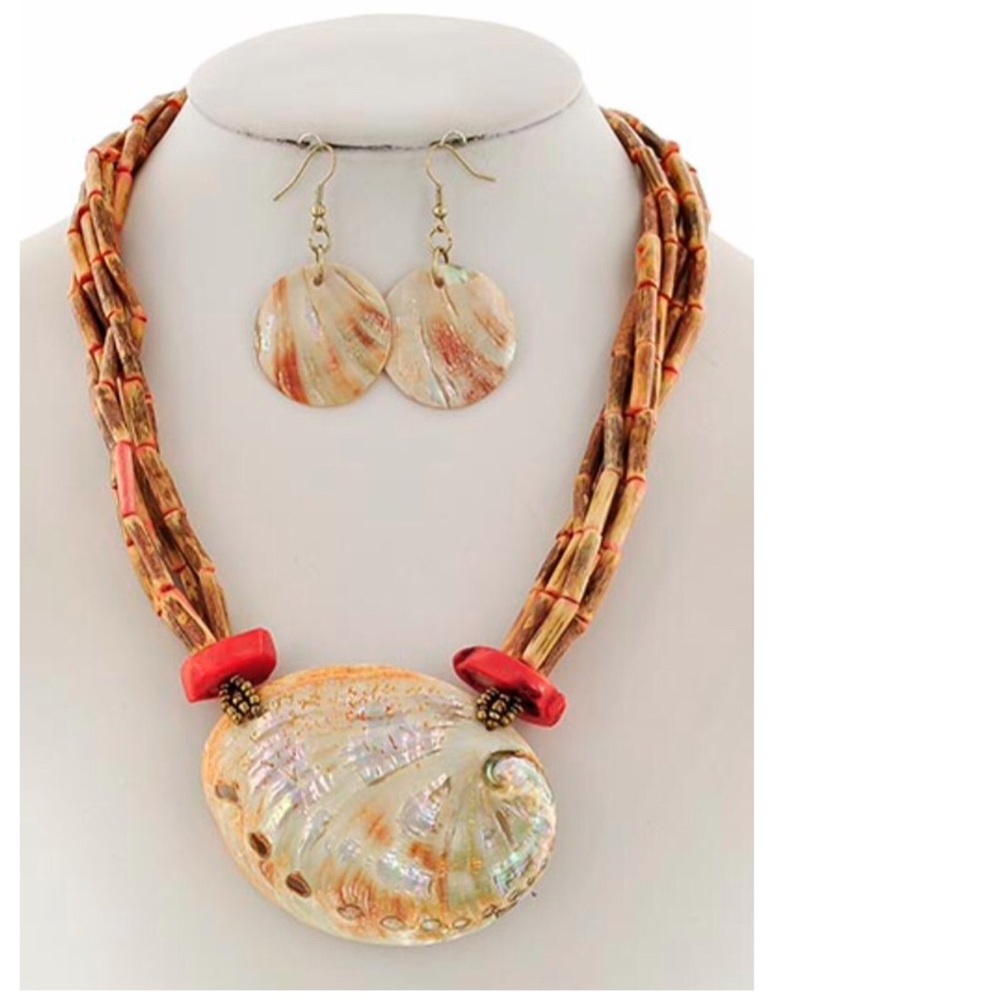 Natural Red Abalone Shell Necklace